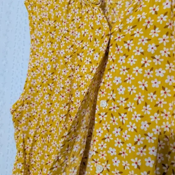 Old Navy Blouse Women's Size Large Yellow Floral Spring Easter - Picture 3 of 6